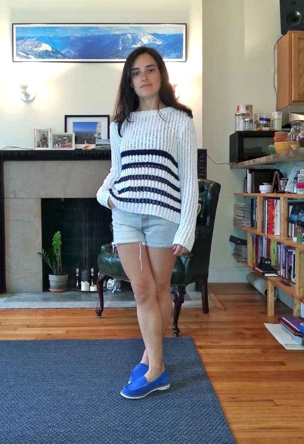 Rebecca Taylor sweater, Levi's shorts, Gap shoes